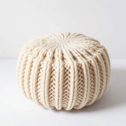 Organic shaped pouf in a soft knitted material
