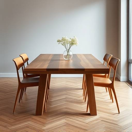 Solid wood dining table with a minimalist aesthetic